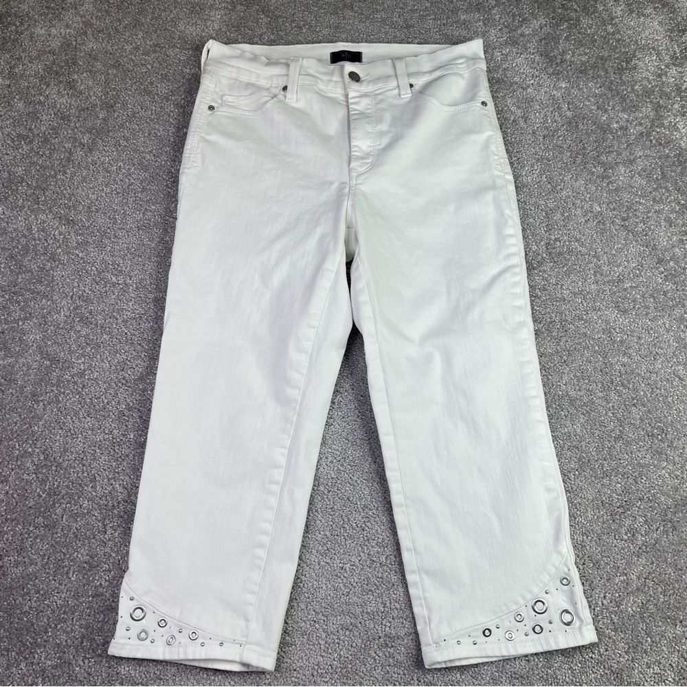 NYDJ Jeans Women's 6 White Straight Crop Capri Mid-Rise Stretch Denim